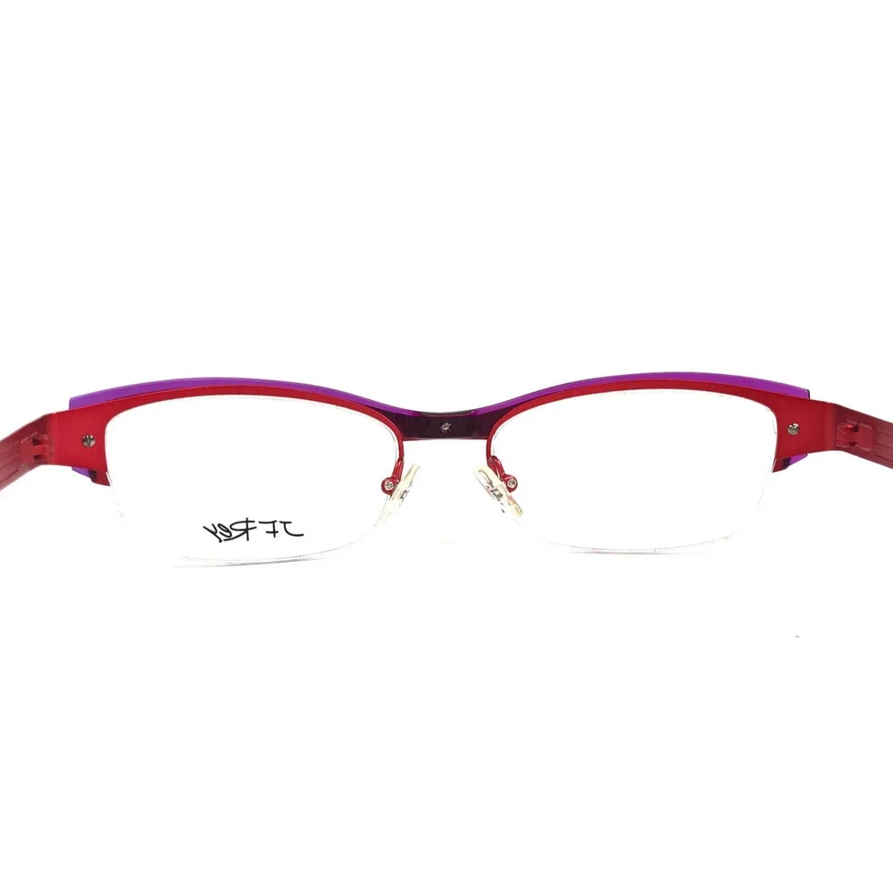 J.F. Rey Eyeglasses Frames JF2551 3080 Red Purple Cat Eye Half Rim 52-18-134